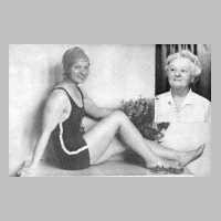 105-0183 Anni Weynell aus Tapiau nach dem Weltrekord im Dauerschwimmen 1928 und 51 Jahre spaeter im kleinen Bild. (Aus der Turnerfamilie 1979).jpg